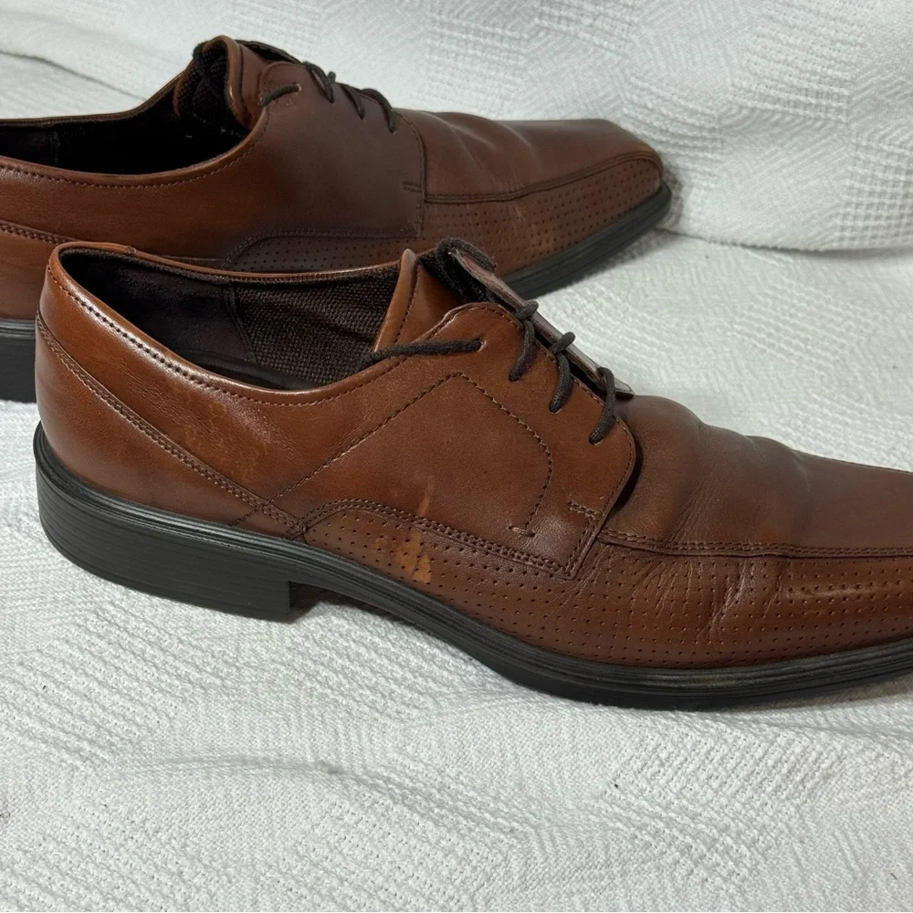 Ecco Men Johannesburg Oxford Perforated Bike Toe Shoe Mink‎ Brown Size 43..9/9.5